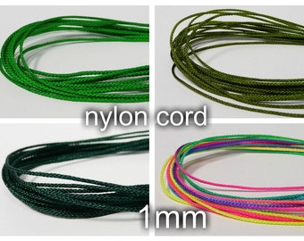 10 meters - 1mm Nylon Cord, MULTICOLOR, irish, dk green, olive -  braided cord, Shamballa, very good quality,