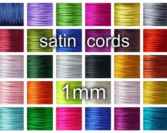 MIX 30 colors total 150 meters, 1mm Nylon thread, Satin cords, diameter 1mm, very good quality