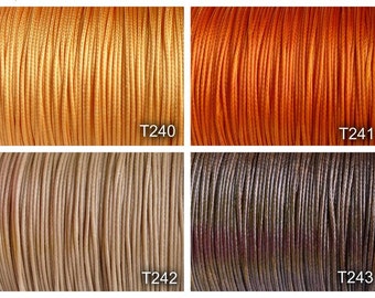 0.7mm waxed polyester cord, 10 meters, diameter 0.7mm, ORANGE, lt orange, TAN, saddle brown