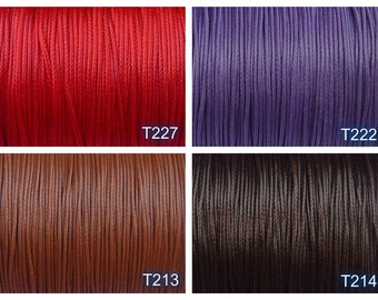 0.7mm waxed polyester cord, 10 meters, diameter 0.7mm, red, purple, caramel, coconut brown