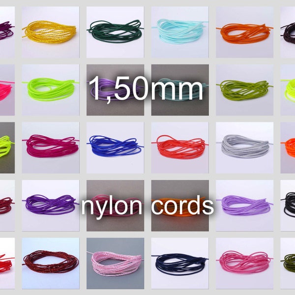 10 mètres, 27 COULEURS, cordon en nylon de 1,50 mm, mat, Shamballa, Macramé, très bonne qualité