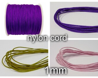 10 meters - 1mm Nylon Cord, lt golden, indygo, lt pink - braided cord, Shamballa, very good quality