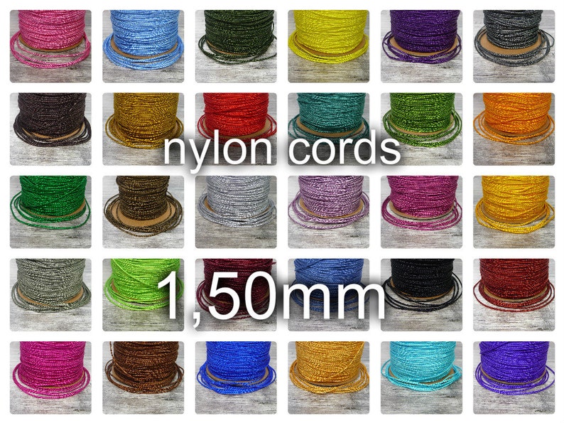 approx Shamballa Nylon Cord 1mm diameter 9 colours 50 metres
