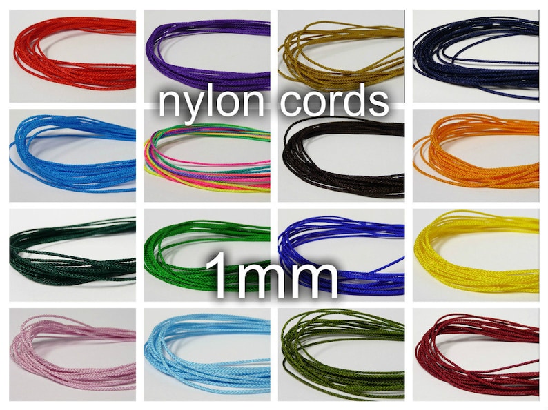 approx Shamballa Nylon Cord 1mm diameter 9 colours 50 metres