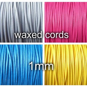 Cordão de poliéster encerado de 1mm - 10 metros - diâmetro 1mm, cinza lt, amarelo, azul, rosa