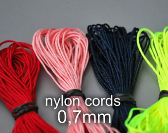 0.7-0.8mm Nylon Cord, Shamballa, 10 meters, Micro Macrame, Kumihimo, RED, lt coral, navy, neon yellow, very good quality