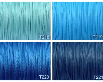 0.7mm waxed polyester cord, 10 meters, diameter 0.7mm, aqua, blue sky, dk blue, prussian blue