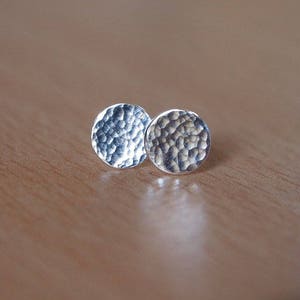 Silver Stud Earrings,Silver Earrings, stud earrings, earrings, hammered silver, silver studs, 7mm, handmade earrings, silver jewellery, UK image 2