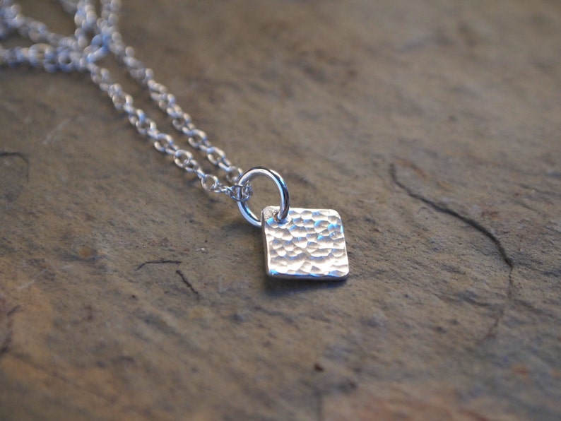 Silver necklace, minimalist necklace, square necklace, small necklace, layering necklace, handmade silver jewelry. image 1