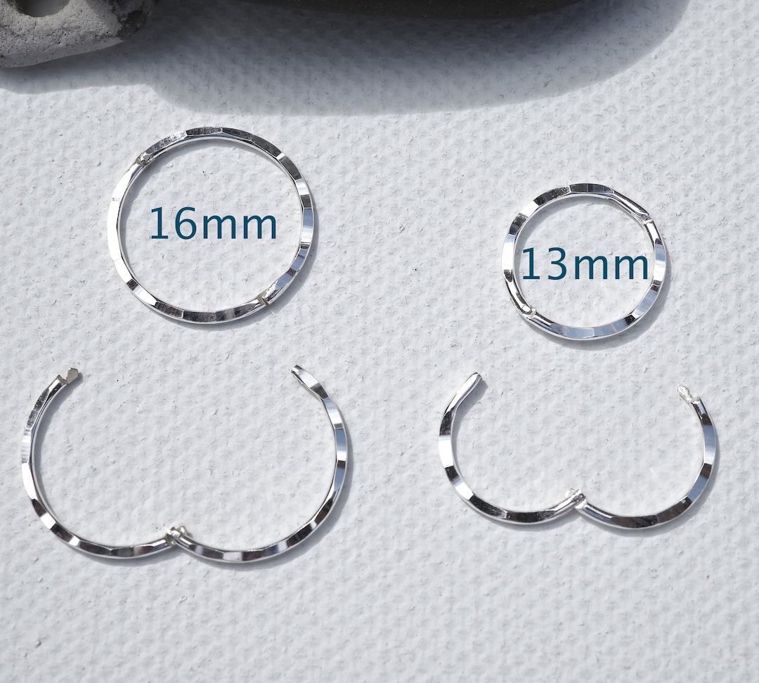 Silver Sleeper Earring Hoops, Hinged Sleepers, Diamond Cut Silver Hoop Earrings, 2 Sizes