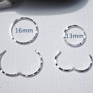 Silver sleeper hoop earring, hinged sleepers, diamond cut silver hoop earrings, 2 sizes available, sterling silver 925, sleeper ring hoops.