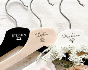 Custom Engraved Personalised Wooden Coat Hanger, Wedding Gift, Bridesmaid Gift, Groomsman Gift, Wooden Dress Hanger, Bridal Party Gift