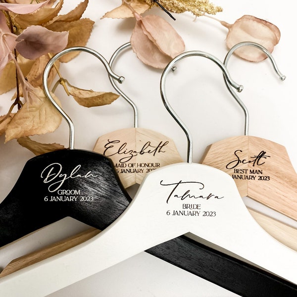 ENGRAVED Personalised Coat Hanger | Wedding Gifts | Bridesmaid Gift | Groomsman Gift | Wooden Dress Hanger | Bridal Party | Gifts | Custom