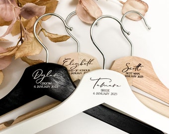 ENGRAVED Personalised Coat Hanger | Wedding Gifts | Bridesmaid Gift | Groomsman Gift | Wooden Dress Hanger | Bridal Party | Gifts | Custom