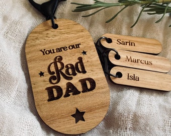 RAD DAD wood Father's Day Gift Keychain | Father's Day Keyring | Rad Dad Keychain | Personalised Keyring