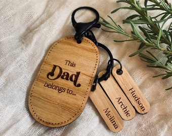 This Dad Belongs to wood Father's Day Gift Keychain | Father's Day Keyring | This Dad Belongs to Keychain | Personalised Keyring