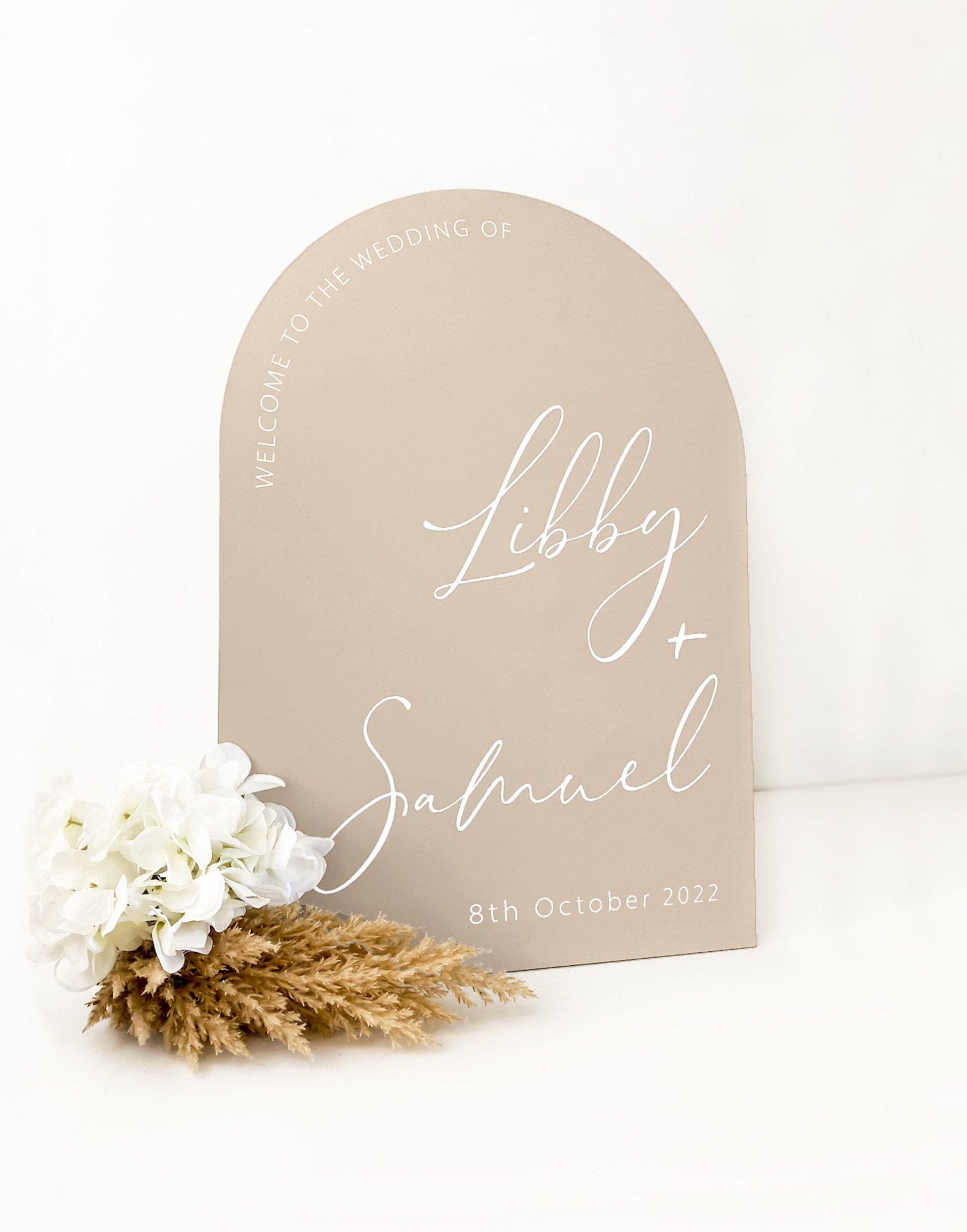 Acrylic Arch Welcome Sign in Earthy Neutrals - Wedding Signs