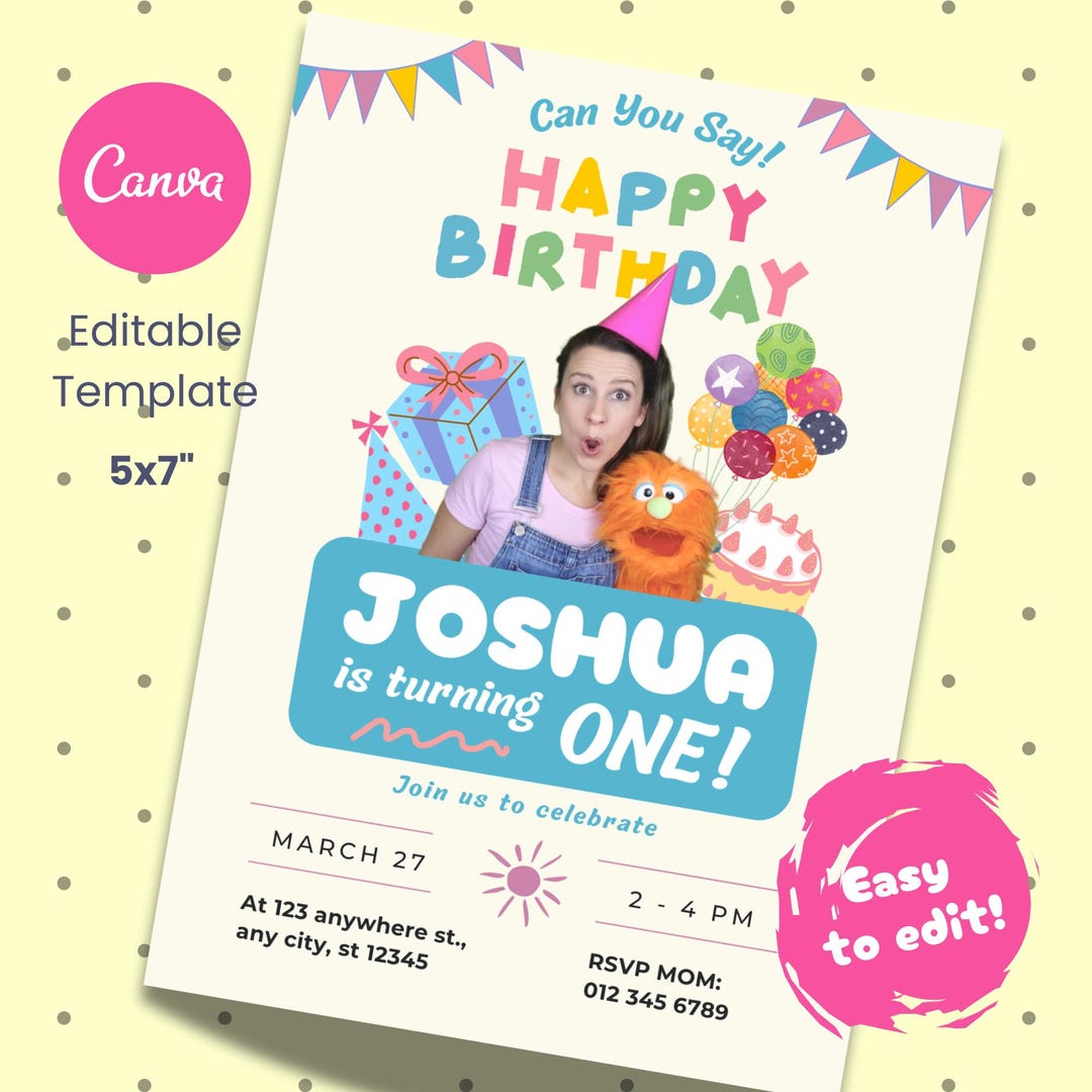 Ms. Rachel Birthday Invitation Template Selfedited, Printable (5x7