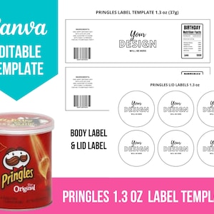 Pringles 1.3 oz Labels Template | Canva Editable | Digital Item