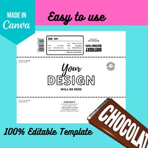 Birthday Chocolate Wrapper Template: DIY Canva Editable (Digital Download)
