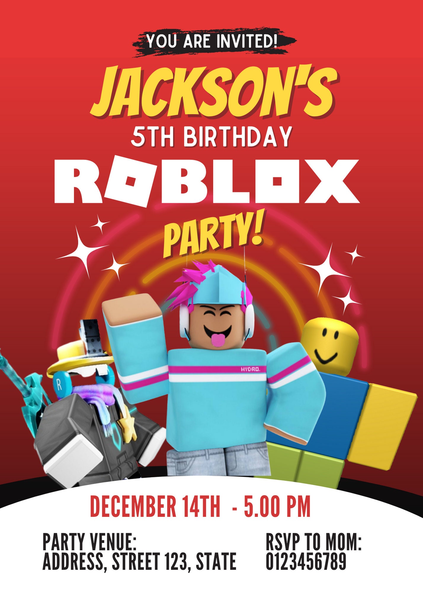 Roblox Birthday Party Invitation Card Printable / Digital | Etsy
