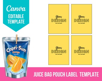 Capri-Sun labelsjabloon: blanco bewerkbaar Canva-sjabloon (digitaal item)