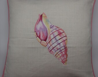 Embroidered Tulip Shell Décor Pillow