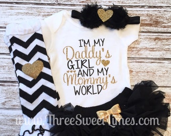 Baby Girl Clothes | I'm My Daddy's Girl And My Mommy's World Baby Girl Clothes Newborn Baby Shower Gift Coming Home Outfit New Dad Gift Girl