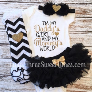 Baby Girl Clothes I'm My Daddy's Girl And My Mommy's World Baby Girl Clothes Newborn Baby Shower Gift Coming Home Outfit New Dad Gift Girl image 1