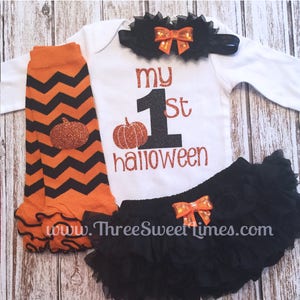 My First Halloween Girl Outfit My 1st Boo Personalized Baby Girl ...