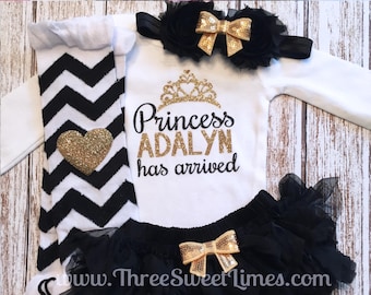 Baby Girl Coming Home Outfit | Personalized Baby Shower Gift | Princess Has Arrived Newborn Baby Girl Clothes Baby Girl Take Home Outfit