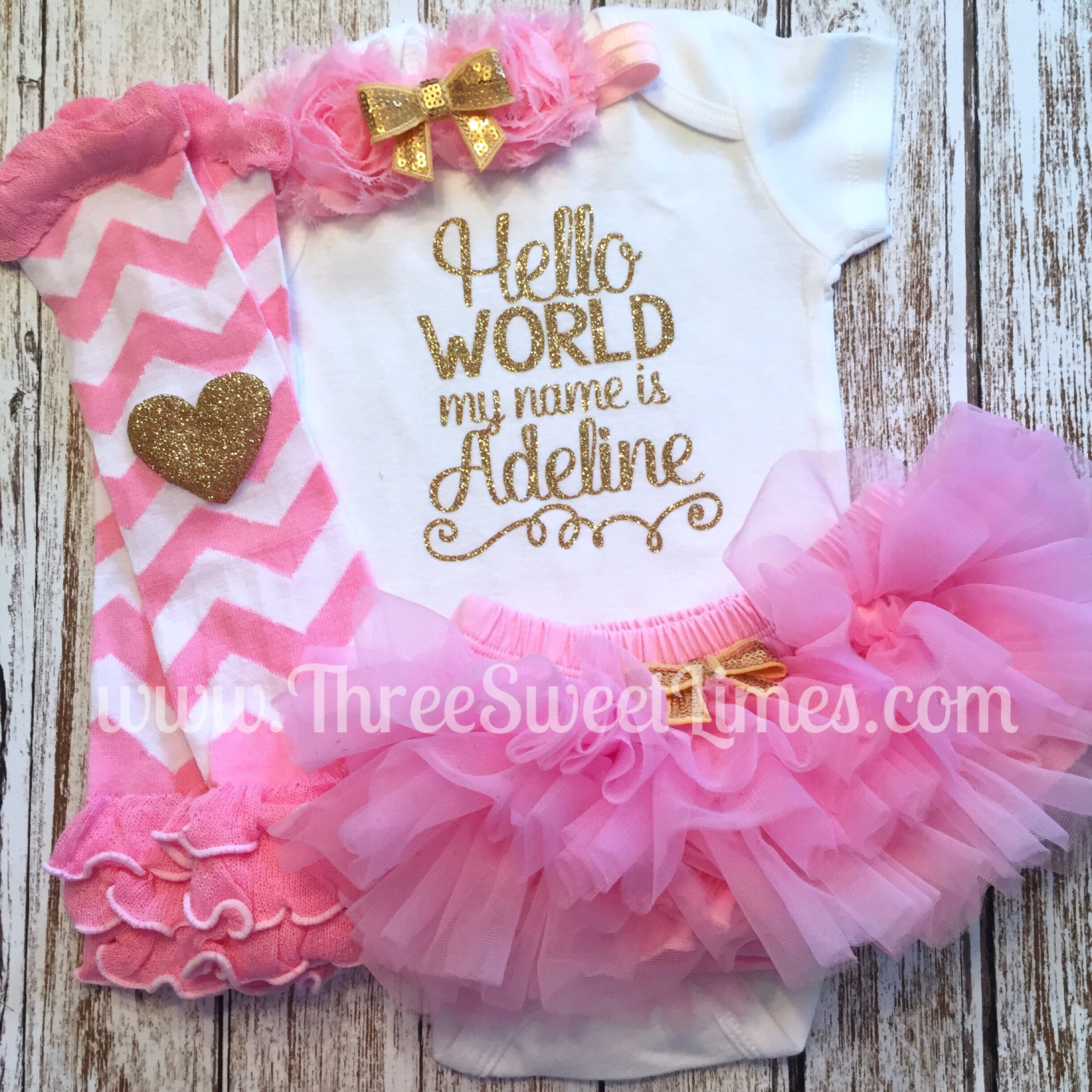 Personalized Take Home Outfit | Hello World My Name Is | Baby Girl | Coming Home Outfit
