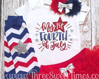 Mi primer conjunto de niña del 4 de julio, Conjunto de bombachos del Día de la Independencia, Body de camisa del 4 de julio, Primer cuarto 1º, Día de la Independencia