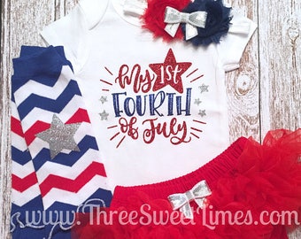 My First 4th Of July Baby Girl Outfit | 1st Fourth Of July Baby Girl Outfit | Independence Day Romper | Baby Girl 4th Pageant Outfit