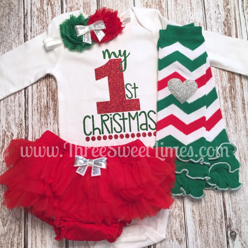 Baby Girl First Christmas Outfit | My First Christmas | Baby's First Christmas | Leg Warmers Headband | Tutu Bloomer Red Green 