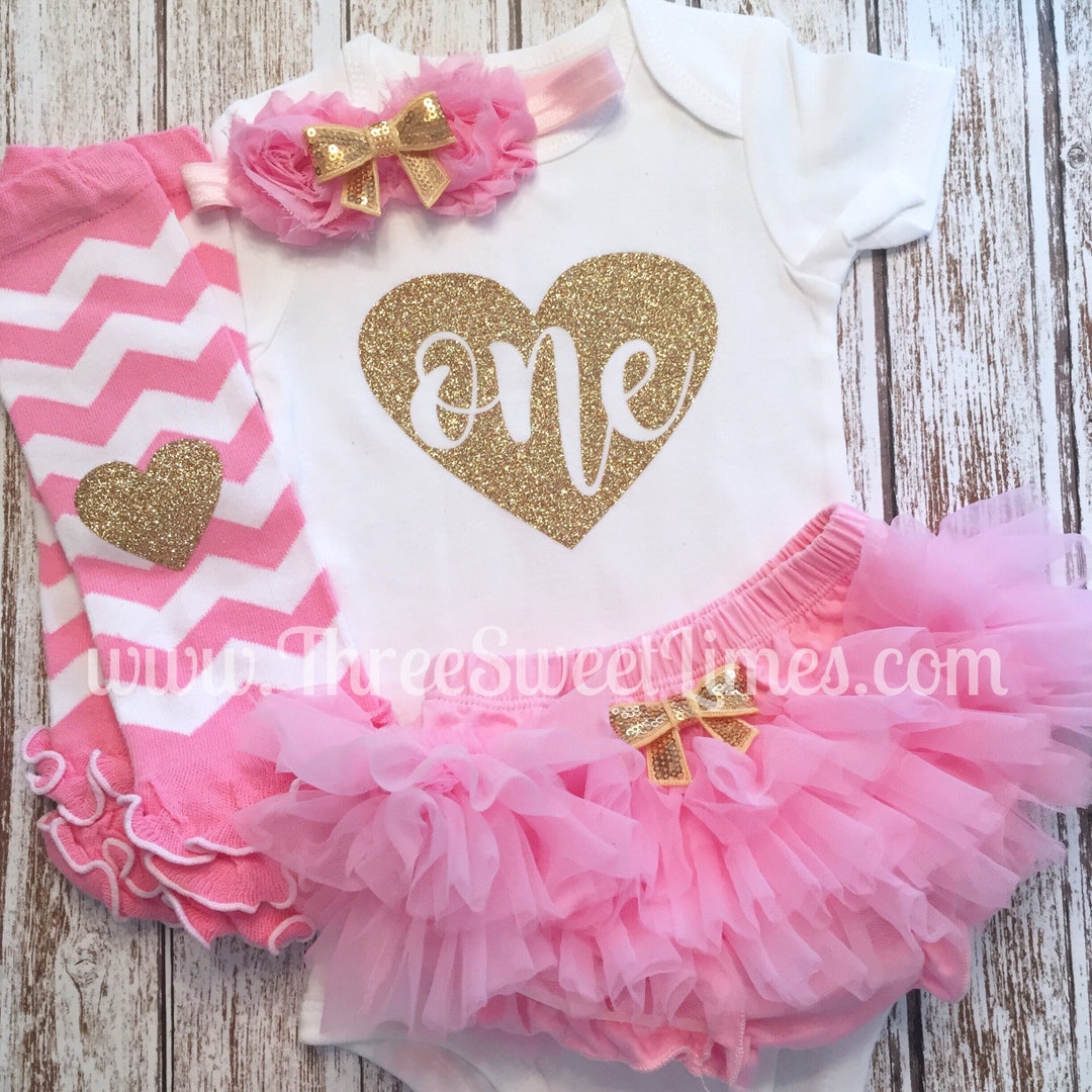 First Birthday Baby Girl Outfit 1st Birthday Set Bodysuit Light Pink — free download