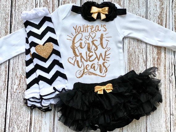 Personalized First New Year s Baby Girl Oufit Baby s First New Year Eve My 1st New Year Set Clothes Newborn Glitter Outfit Tutu Bloomers Etsy