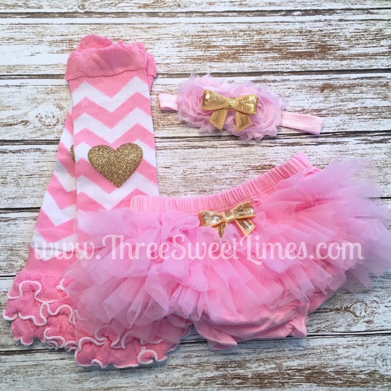 Six Month Old Halfway to One Personalized Outfit Baby Girl Half Birthday Pink Gold Glitter Bodysuit Opt Tutu Bloomer Set Headband Warmers image 5