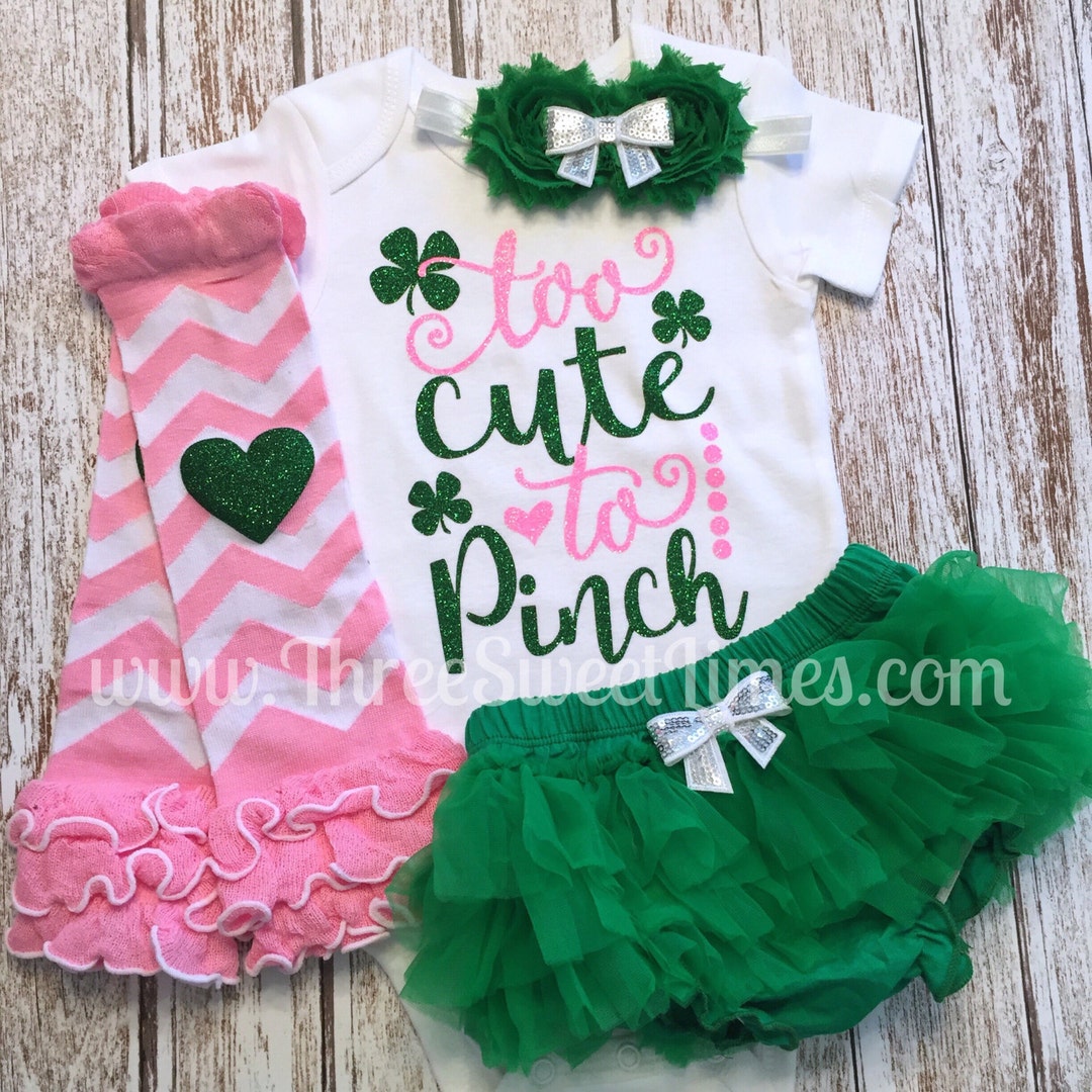Too Cute to Pinch St. Patrick's Day Baby Girl Clothes Saint Patrick ...