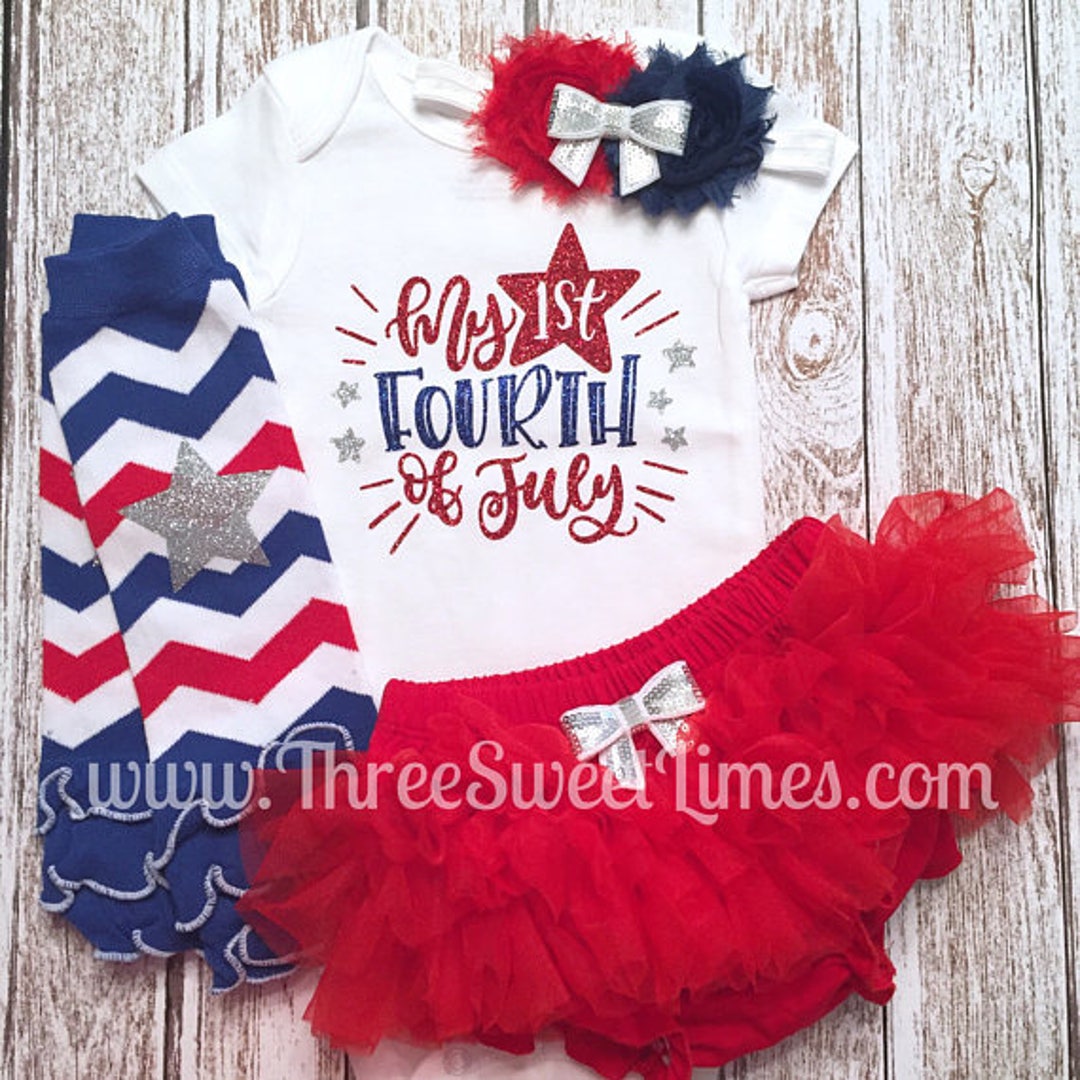 My First 4th of July Baby Girl Outfit Independence Day Bloomer Set