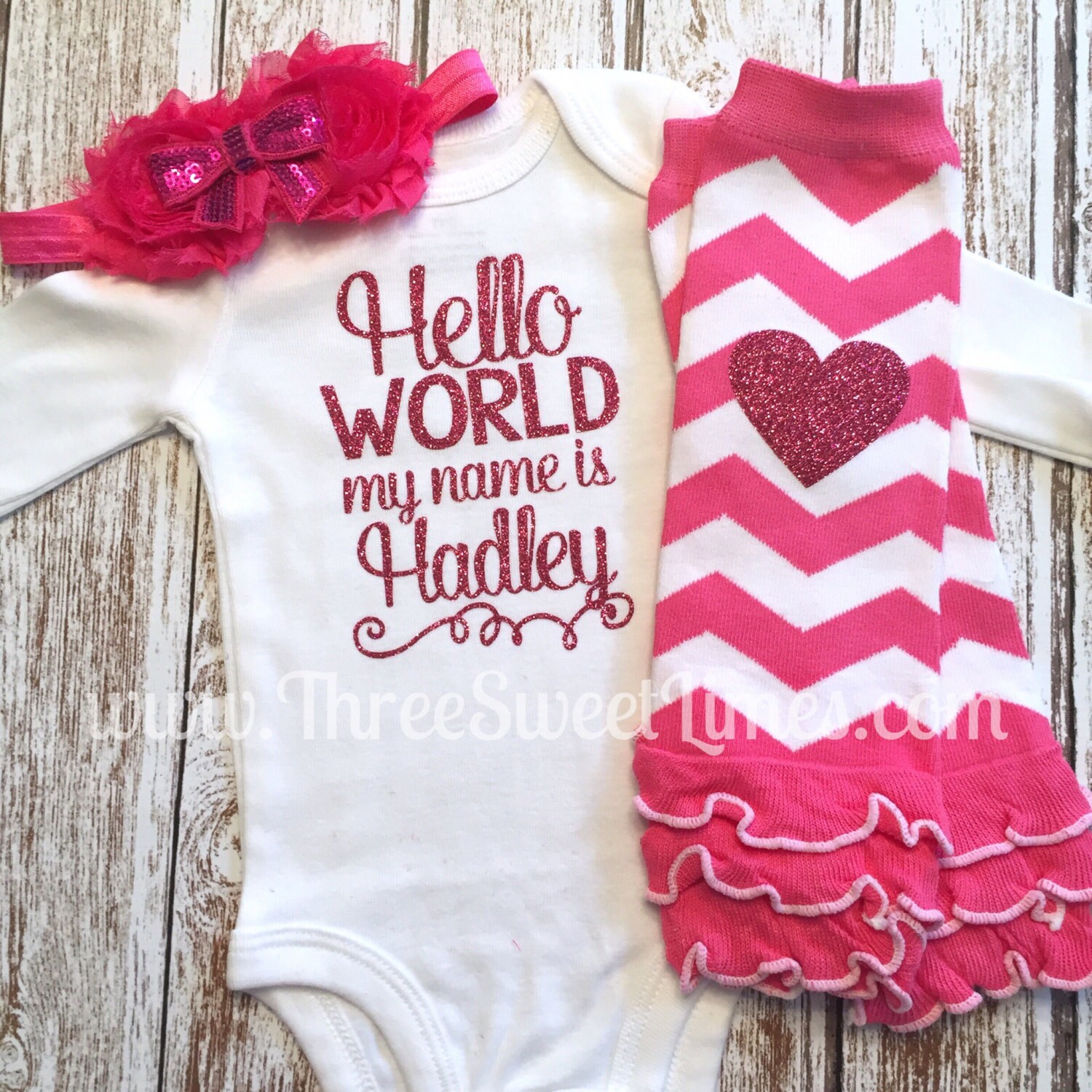 Personalized Baby Girl Take Home Outfit, Hello World My Name is Custom ...