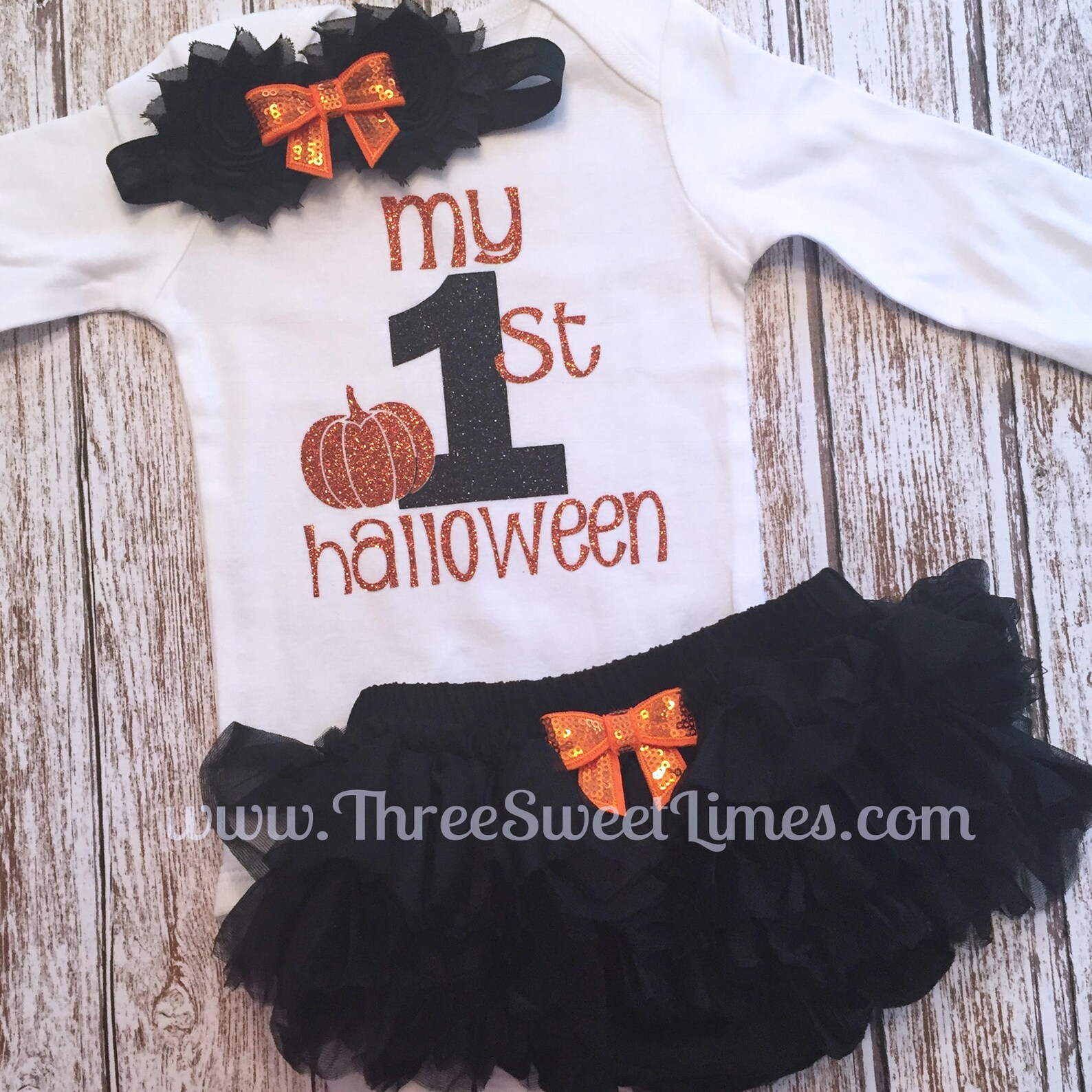 My First Halloween Girl Outfit My 1st Boo Personalized Baby Etsy