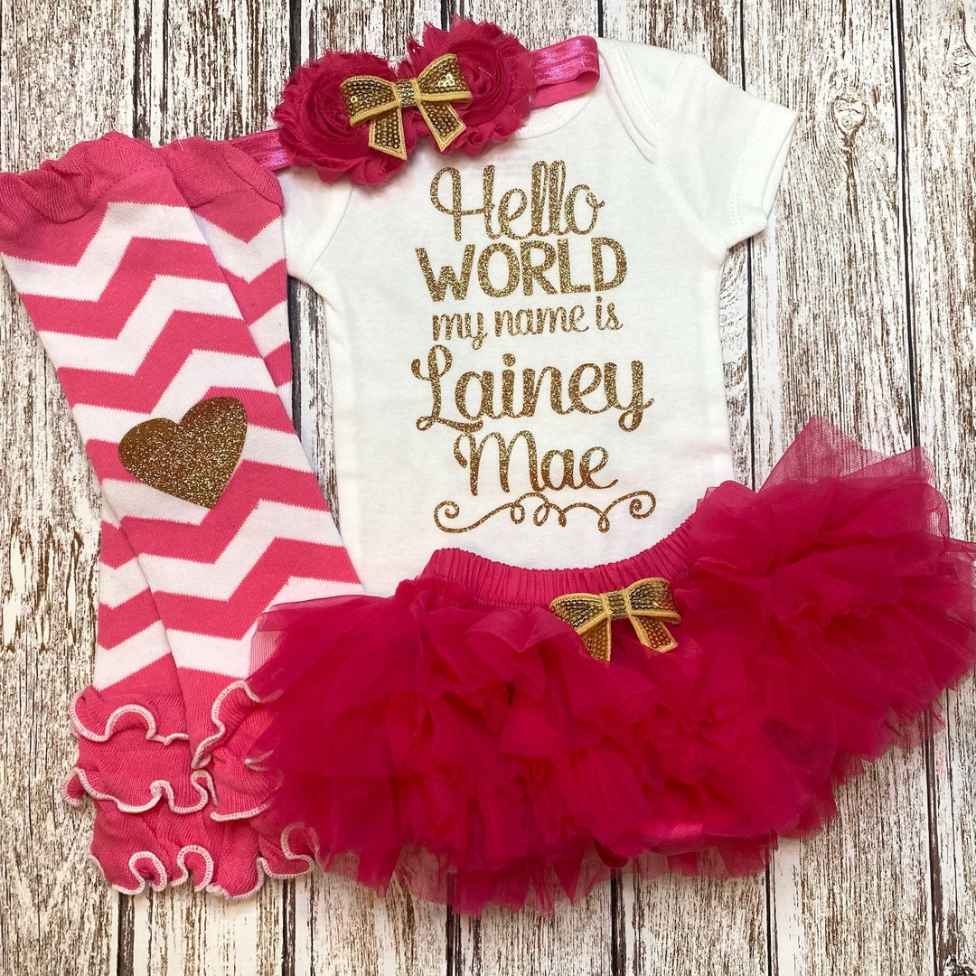 Hello World My Name is Personalized Take Home Outfit | Baby Girl Coming ...