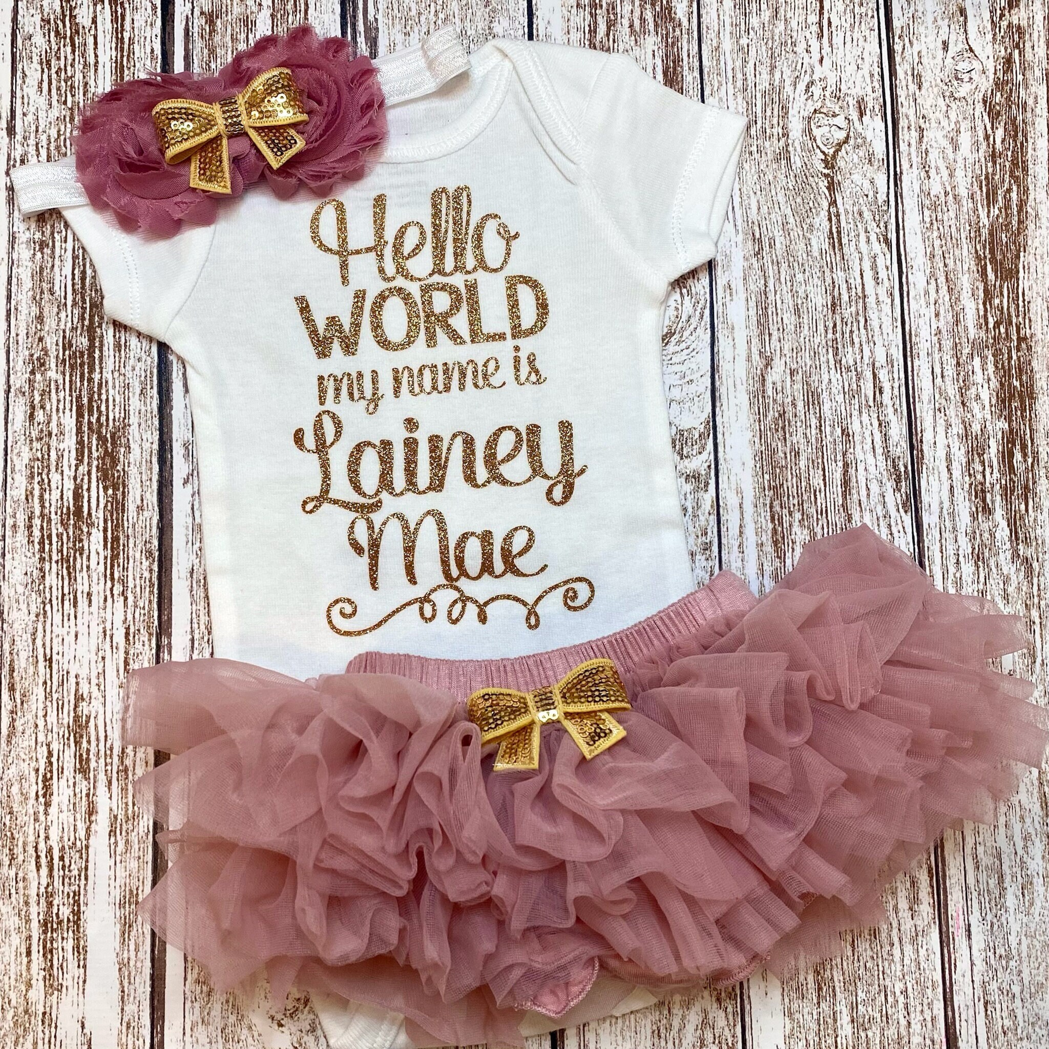 Hello World My Name is Personalized Take Home Outfit | Baby Girl Coming ...