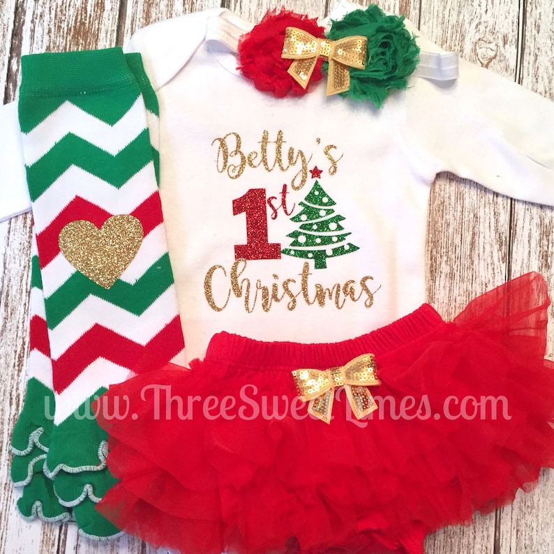 Personalized First Christmas Baby Outfit | My First Christmas | Baby's First Christmas | 1st Christmas Baby Girl Gift Newborn Set Tutu 