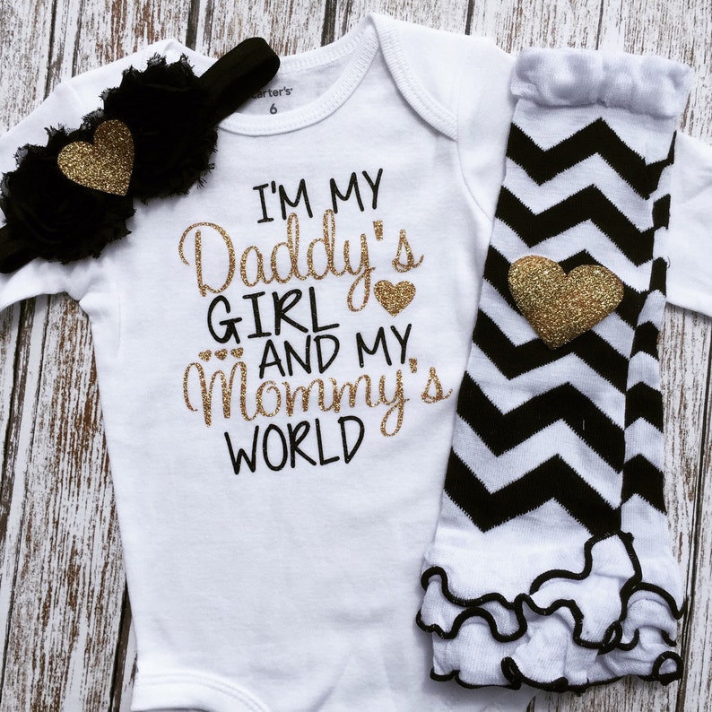 Baby Girl Clothes I'm My Daddy's Girl And My Mommy's World Baby Girl Clothes Newborn Baby Shower Gift Coming Home Outfit New Dad Gift Girl image 2