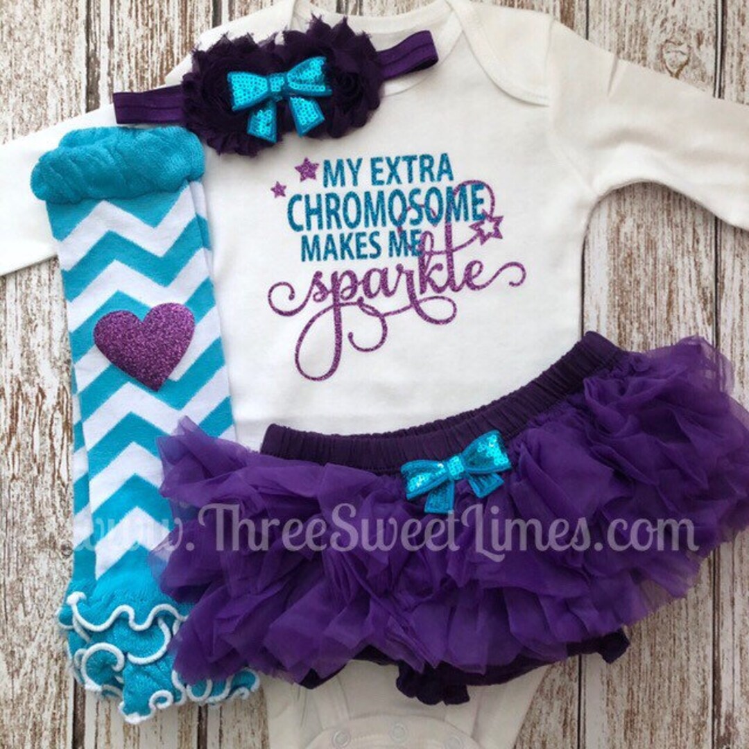 Baby Girl Outfit My Extra Chromosome Makes Me Sparkle Down Syndrome God baby-girl-outfit-my-extra-chromosome-makes-me-sparkle-down-syndrome-god