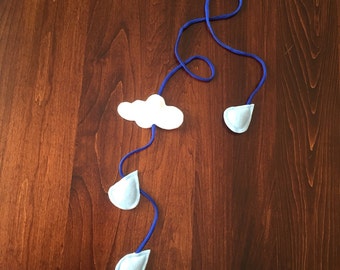 April Showers - Cloud and Rain Drop Catnip String Cat Toy - Cat Nip Kitty Gift