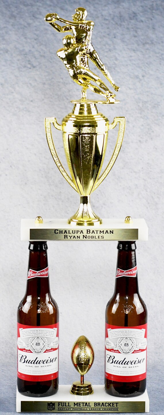 Three Beer Bottle Trophy the Ultimate Beer League Fantasy Etsy