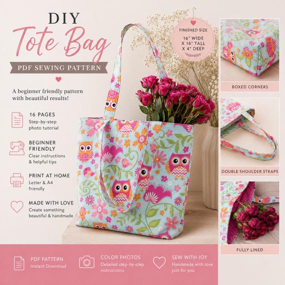 DIY Shopping Bag Pattern: Reusable Tote, Earth-Friendly (PDF Pattern)